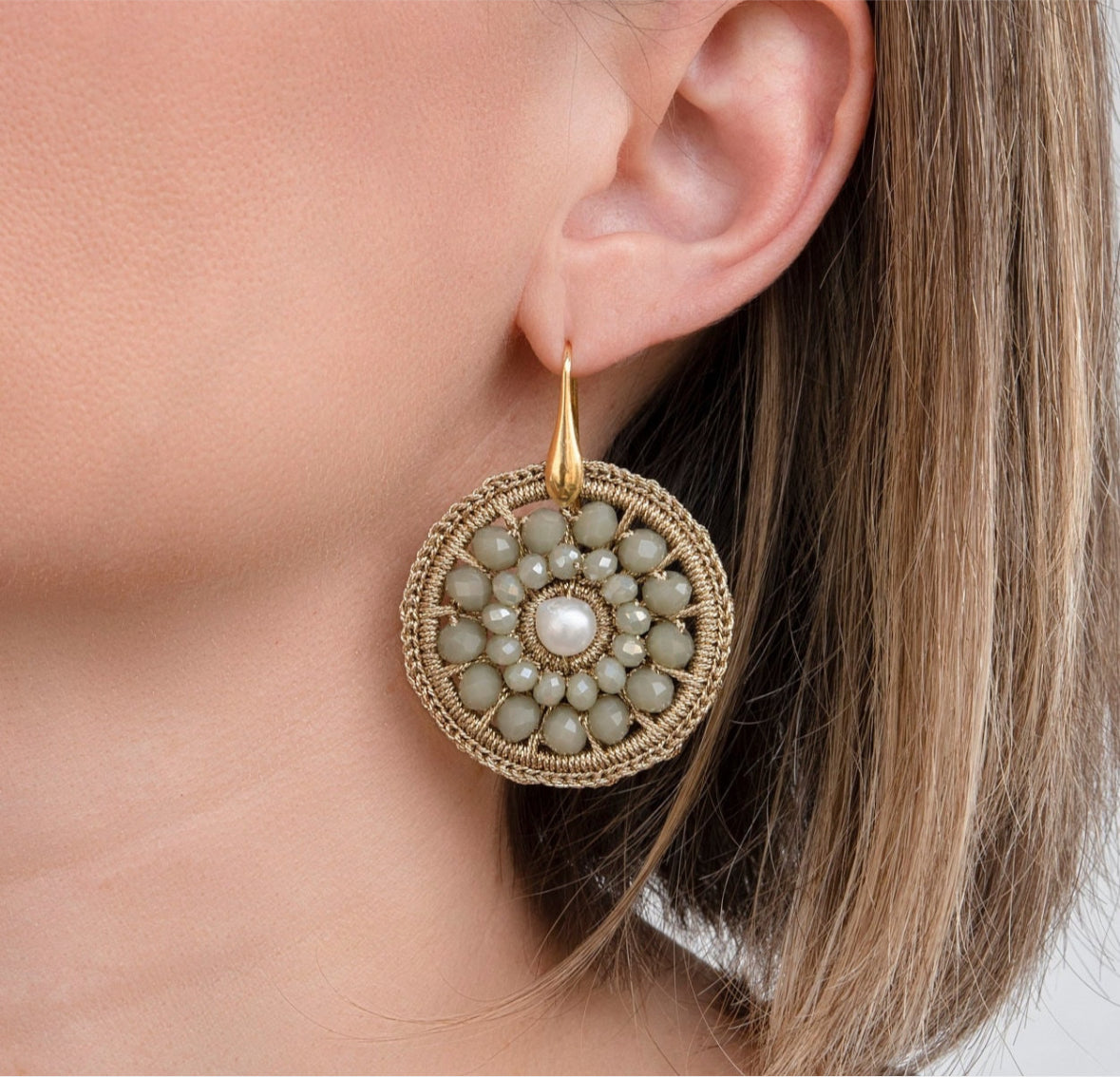 Handmadeinitalydesignearringssagecolorstatementearrings