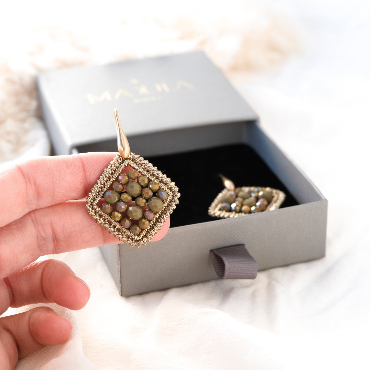 Orecchini CAPRI - Verde oliva - MadulaJewels