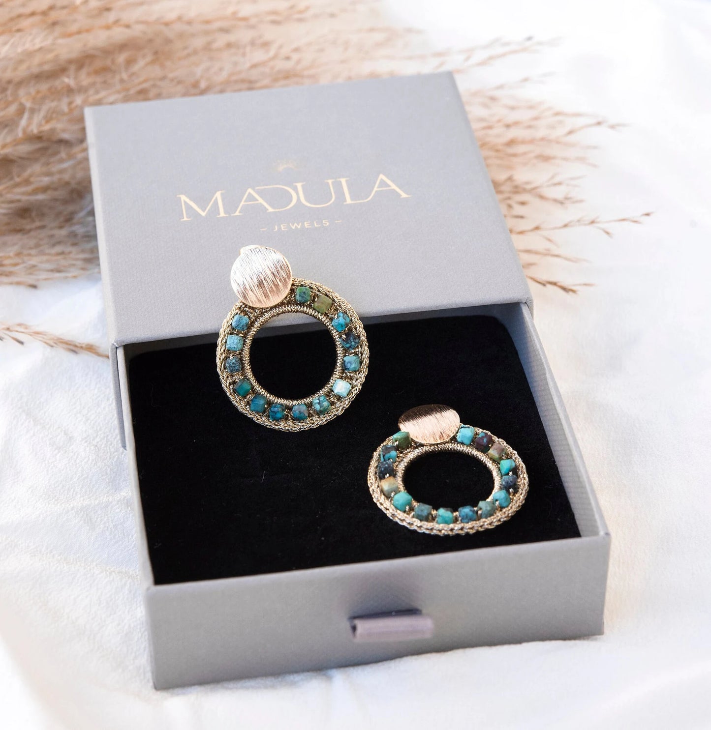 Orecchini TAMARA con pietre di Turchese Naturale - MadulaJewels